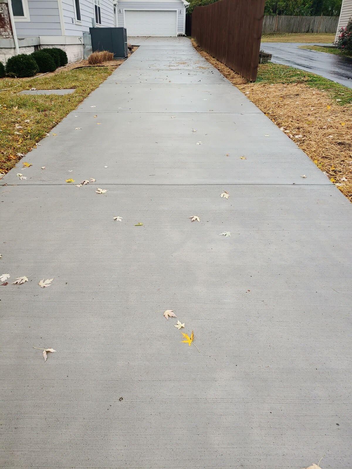 A broom finished concrete driveway